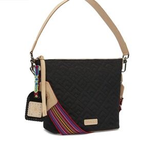 Consuela Meg Wedge Black Nylon Quilting Crossbody Shoulder Bag